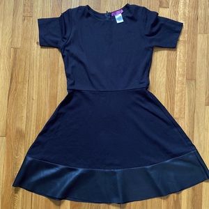 Black Cocktail Dress with leather trim